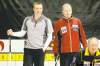 Winnipeg Free Press
BORIS MINKEVICH / WINNIPEG FREE PRESS 
Vic Peters (right) and his son Daley were winners in their opening game Wednesday afternoon, beating Rae Hainstock's team from Burntwood 7-5.