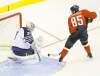 Tribune Media MCT
Chuck Myers / MCT
Jets goalie Ondrej Pavelec makes the winning save on Mathieu Perreault.