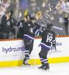 Trevor Hagan / the canadian press
Winnipeg's Blake Wheeler (left) celebrates with Jim Slater after Wheeler scored to give the Jets a 2-1 lead late in the second period.
