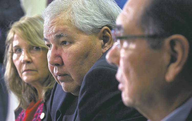 CP
Truth and Reconciliation commissioners (from left) Marie Wilson, Justice Murray Sinclair and Chief Wilton Littlechild release their interim report on residential schools Friday.