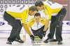CP
Jonathan Hayward / the canadian press
Manitoba skip Rob Fowler watches his shot as lead Derek Samagalski, left, and second Richard Daneault sweep during a game Thursday against Saskatchewan at the Tim Hortons Brier in Saskatoon.