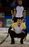 michael burns photo / Curling Canada
Manitoba skip Mike McEwen works on some very unpredictable ice in balmy Ottawa Wednesday.