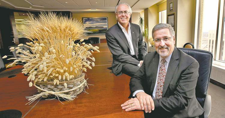 Phil Hossack / Winnipeg Free Press
Hartley Richardson and Curt Vossen at Richardson International, which has become one of two top Prairie grain handlers with the purchase of former Viterra assets.
