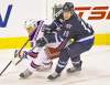 CP
john woods / the canadian press
Winnipeg�s Tanner Glass (right) and Rangers� Marc Staal (18) battle for postion.