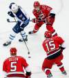 Karl B DeBlaker / the associated press
Jets captain Andrew Ladd circles with the puck as a trio of Hurricane defenders close in on Friday night.