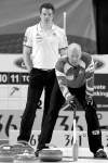 CP
georgios kefalas / keystone / the associated pressGermany�s Felix Schulze is one of the few interested observers on hand as Canadian skip Glenn Howard calls a shot Sunday in Switzerland.