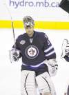 Trevor Hagan / Winnipeg Free Press
Ondrej Pavelec salutes the crowd at game's end.