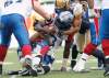 John Woods / Canadian Press archives
Montreal's Adrian McPherson (3) is sacked by Henoc Muamba (10) and Rodney Fritz (45) during the first half of the game Saturday.