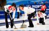 The Chinese team in action during their match against Canada at the World Championship in Curling in Silkeborg, Denmark Wednesday 20 March 2019. (Henning Bagger/Ritzau Scanpix via AP)