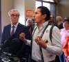WAYNE GLOWACKI / WINNIPEG FREE PRESS At right, Wab Kinew, NDP candidate for Fort Rouge with Premier Greg Selinger and supporters at Wab's campaign office Friday. Gord Sinclair/ Kristin Annable stories March 11 2016