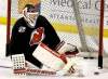 Julio Cortez / the associated press
Devils goalie Martin Brodeur makes a save during practice in preparation for Game 1 of the Stanley Cup final against the Los Angeles Kings tonight in New Jersey.