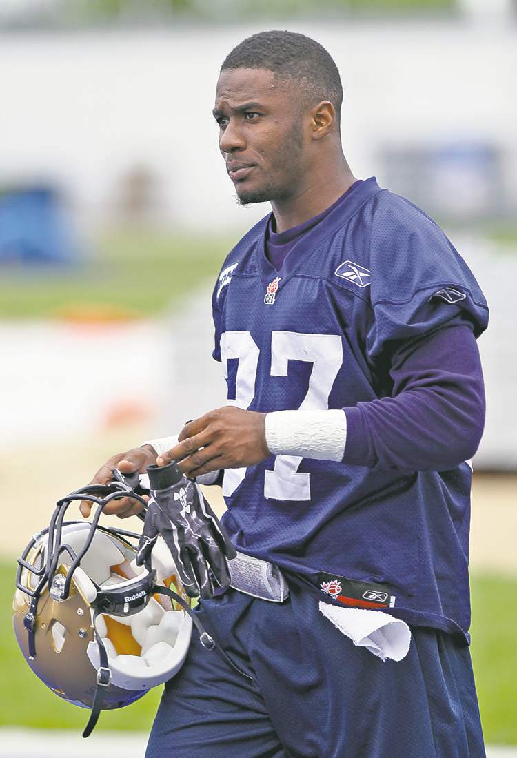 joe bryksa / winnipeg free press
Demond Washington is battling for a job in Winnipeg, but had the Auburn shootings on his mind Saturday.