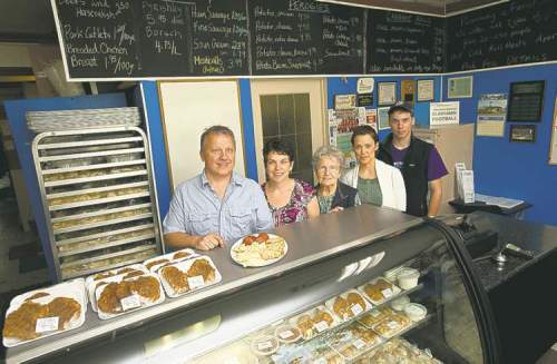 Cole Breiland / Winnipeg Free Press 
Sevala's Ukranian Deli & Catering owner Del Demchuk with wife Bernie, mother Sylvia Beck, daughter Amy Teres, and nephew Matt Pohl. 'We have customers that will drive right across town to get their fix.'
