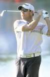 Tribune Media MCT
brad horrigan / hartford courantBrian Davis, teeing off on 16 at TPC River Highlands in Cromwell, Conn., finished Saturday as co-leader with Roland Thatcher at the Travelers Championship.