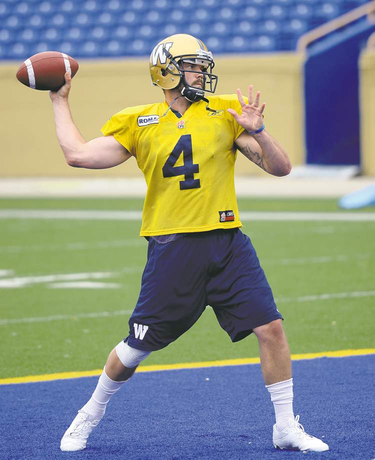 cole breiland / winnipeg free press
Bombers quarterback Buck Pierce 'had a good day' at practice Monday, coach Paul LaPolice said.