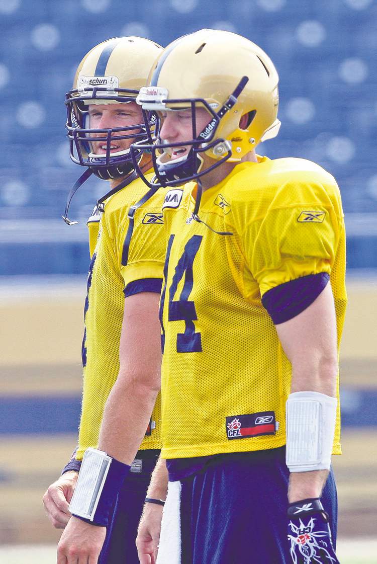 Melissa Tait / Winnipeg Free Press Archives
Alex Brink (left) and Joey Elliott