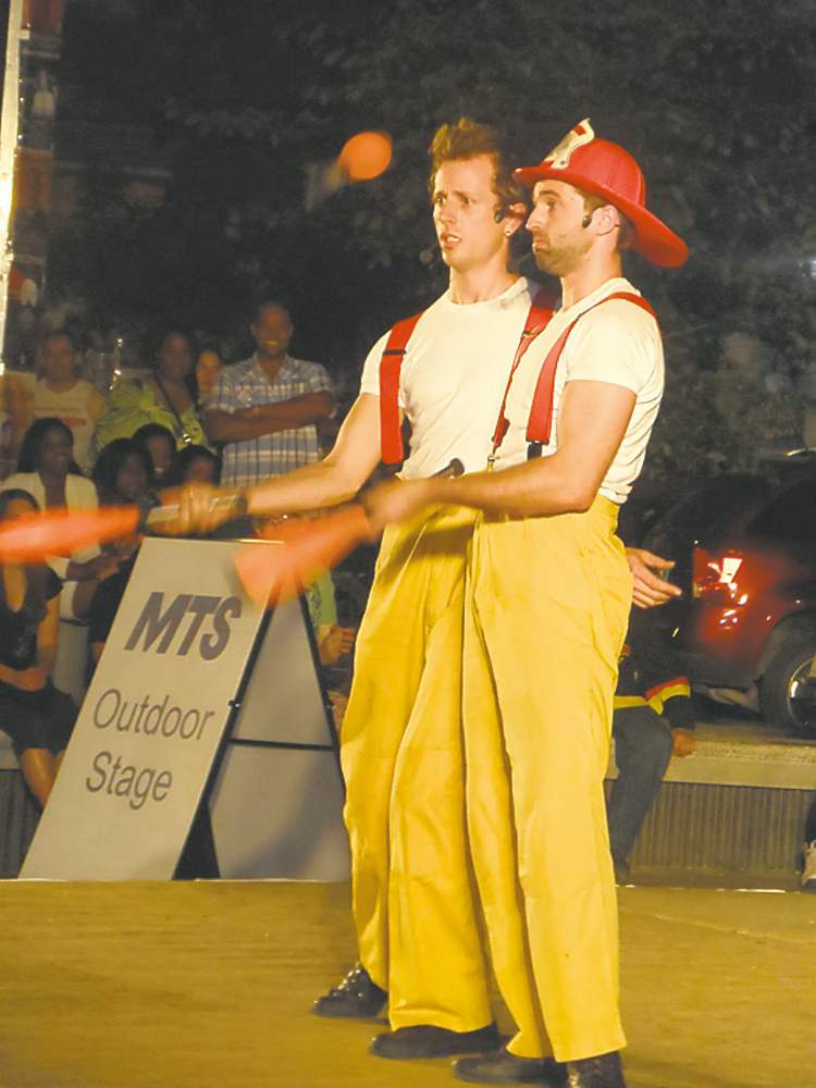 Maureen Scurfield / Winnipeg Free Press
The Circus Firemen, Angus and Matilda, say