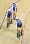CP
Sean Kilpatrick  / the canadian pressCanada�s women�s pursuit team celebrates after speeding to bronze.