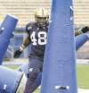 Mike Deal / Winnipeg Free Press
Youri Yenga,  an import defensive end on Winnipeg's practice roster, goes through  his paces  during a Tuesday morning practice at Canad Inns Stadium.