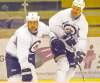 KEN GIGLIOTTI  / WINNIPEG FREE PRESS archivesMark Stuart (left) and newcomer Olli Jokinen   are among the Jets trying to keep in shape with informal workouts at the MTS Iceplex.