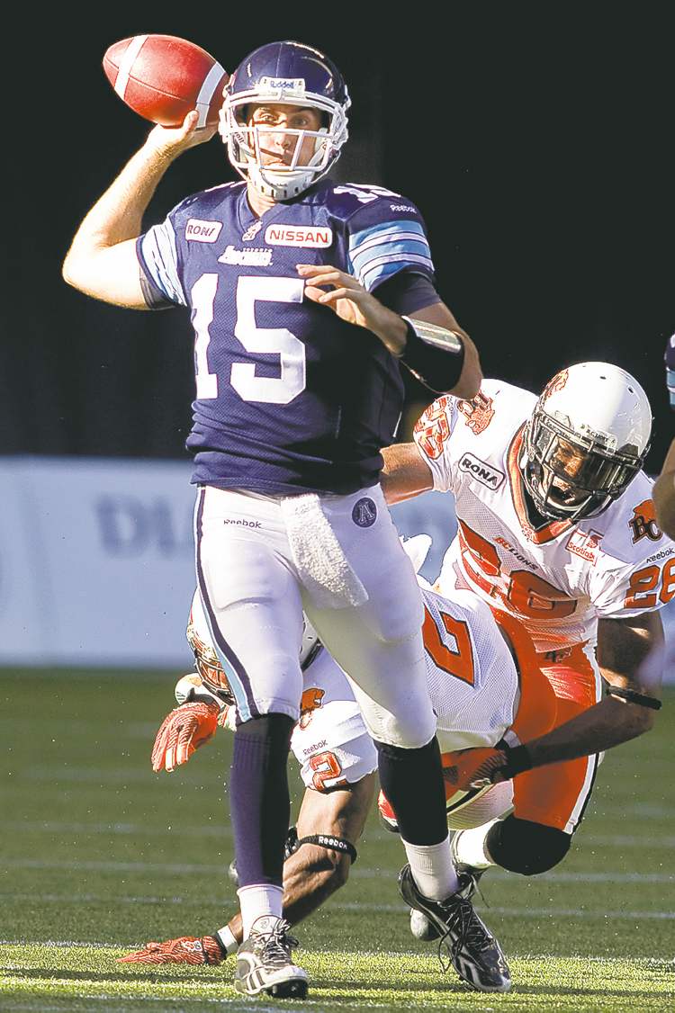 CP
Chris Young / the canadian press archives
Toronto Argonauts quarterback Ricky Ray could be picking on SAM linebacker Demond Washington tonight.