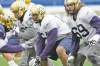 KEN GIGLIOTTI / WINNIPEG FREE PRESS 
From left: Offensive linemen Justin Sorensen, Chris Greaves and Glenn January will do much of the heavy lifting when the Bombers invade Ivor Wynne on Saturday.