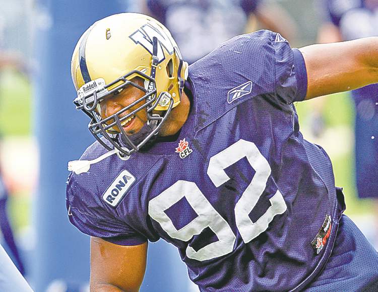 KEN GIGLIOTTI / WINNIPEG FREE PRESS archives
Bryant Turner will shift over to defensive end for Saturday�s tilt with the Ticats.