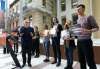 WAYNE GLOWACKI / WINNIPEG FREE PRESS
Premier Greg Selinger along with students and former students makes an NDP announcement on advanced education at the University of Manitoba's Bannatyne Campus - Brodie Centre Monday morning.