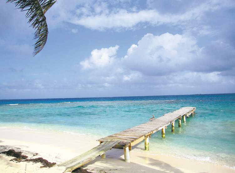 MCT
The private dock on Sandy Cay, off of Utila, Honduras, is vacant save for a pelican.