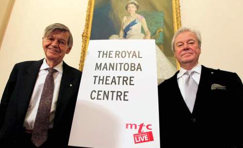 Winnipeg Free Press file photo
Tom Hendry (left) with Gordon Pinsent celebrate the new RMTC in 2010.