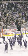Trevor Hagan/Winnipeg Free Press Archives
Winnipeg Jets salute fans after giving them their first win against the Pittsburgh Penguins at the MTS Centre on Oct. 17, 2011/