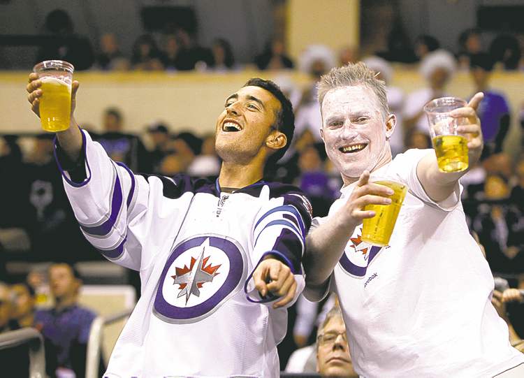BORIS MINKEVICH / WINNIPEG FREE
The good times were flowing in the MTS Centre stands each and every game last season.