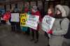 FRANK GUNN / THE CANADIAN PRESS
Protestors stand outside court in Toronto on Thursday. Jian Ghomeshi -- the one-time host of CBC Radio's popular culture show 