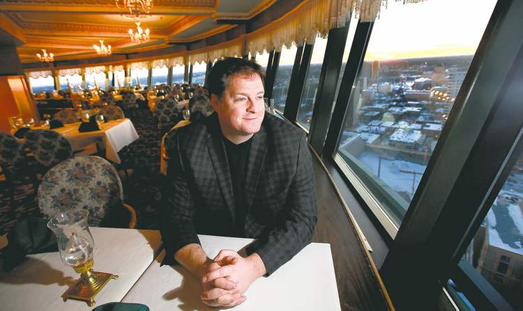 Ruth Bonneville / Winnipeg Free Press
Hermanos owner Noel Bernier will reopen the revolving restaurant atop Fort Garry Place in October. The iconic space has sat empty for four years. The new restaurant will feature a made-in-Manitoba menu.