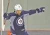 JOE BRYKSA / WINNIPEG FREE PRESS 
Defenceman Zach Bogosian skating at the MTS Iceplex Monday wearing a Jets jersey was a welcome sight for fans.