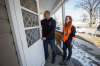 MIKE DEAL / WINNIPEG FREE PRESS
Point Douglas NDP candidate Kevin Chief goes door-knocking Thursday with canvasser Alissa Prevost.