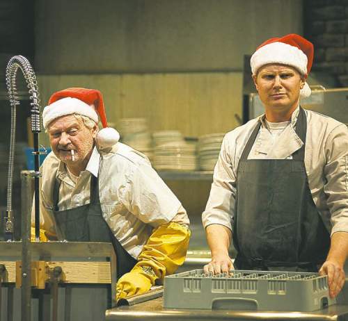 BRUCE MONK PHOTO
Harry Nelken (left) and Rylan Wilkie dish it out at Prairie Theatre Exchange.