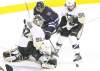 CP
John Woods / THE CANADIAN PRESS archives
Pittsburgh goaltender Tomas Vokoun and defenceman Kris Letang team up on left-winger Evander Kane during third-period action Friday night.