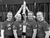 CP
THE CANADIAN PRESSSkip Jeff Stoughton (from left), Jon Mead, Reid Carruthers and Mark Nichols hoist the tiny trophy after their big win.