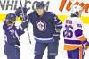 WINNIPEG FREE PRESS
John Woods / WINNIPEG FREE PRESS
Jets Alexei Ponikarovsky (right) and Tobias Enstrom celebrate Ponikarovsky�s first-period goal against the New York Islanders.