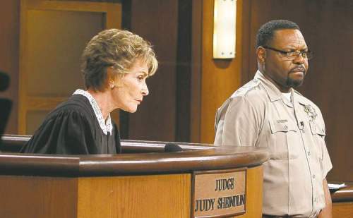 Tribune Media MCT
KIRK McKOY / LOS ANGELES TIMESJudge Judy Sheindlin and bailiff Petri-Hawkins Byrd during a taping of the show.