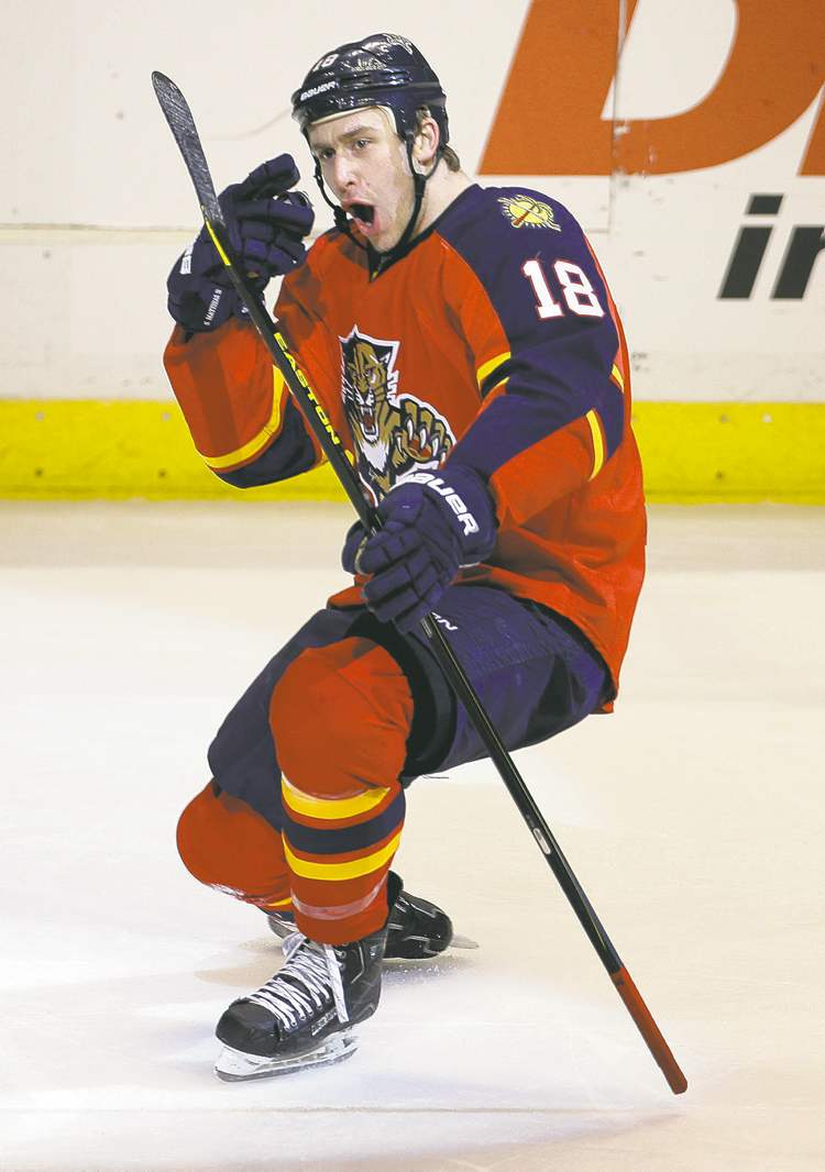 J Pat Carter / the associated press
Florida's Shawn Matthias celebrates after his second-period goal gave his club a 2-1 lead.