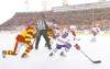 Leah Hennel / Calgary Herald archives
Montreal Canadiens defenceman Yannick Weber is chased by Calgary Flames' Rene Bourque during the 2011 Heritage Classic in Calgary.