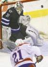 JOE BRYKSA / WINNIPEG FREE PRESS
Washington Capitals forward Brooks Laich began the slaughter in the first period with this slap shot past Ondrej Pavelec.