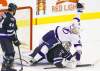 John Woods / WINNIPEG FREE PRESS
The Tampa Bay Lightning's Dana Tyrell takes a tumble over Jets goaltender Ondrej Pavelec as Zach Bogosian looks on during the first period Sunday.