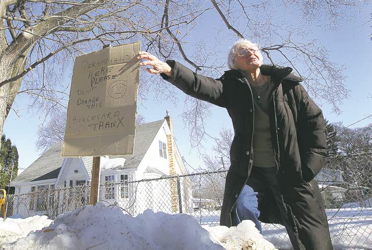 Joe Bryksa / Winnipeg Free Press
Patricia Kuzak, who lives in West Kildonan, stopped a construction crew from excavating near a giant decades-old elm tree Thursday.