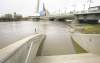 Wayne Glowacki / Winnipeg Free Press
The rising Red on the stairs that lead to the flooded walkway under the Esplanade Riel Pedestrian Bridge.