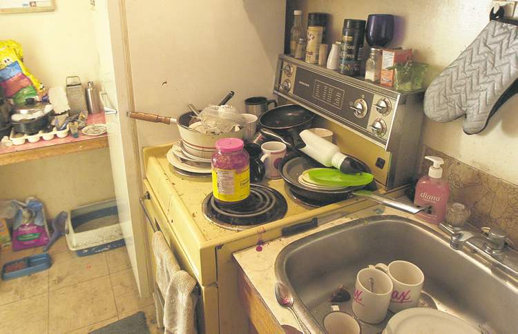 Second floor apartment kitchen at the Furby Street rooming rented by Sandra.