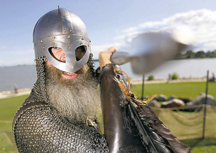 Tracy Stubbert, a.k.a. Grimnir, gives visitors to Gimli's Icelandic Festival of Manitoba a warm Viking welcome. His raiding party, Vikings Vinland, has members from across Canada, the U.S. and Europe.