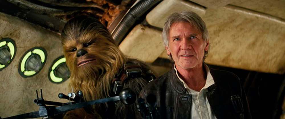 Film Frame / Lucasfilm
Peter Mayhew as Chewbacca and Harrison Ford as Han Solo.